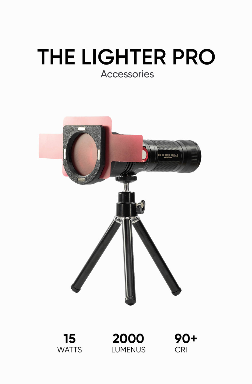 Pink gel filter mounted on THE LIGHTER PRO LED light